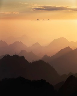 Layers of Huangshan (Yellow mountains) mountains. Anhui province