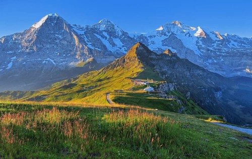 Panorama from the Maennlichen with the triumvirate of the Eiger