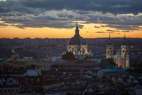 Cathedral La Almudena at sunset