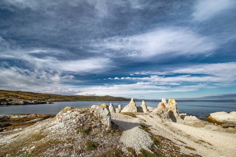 Rock formation Trollholmen on the North Cape
