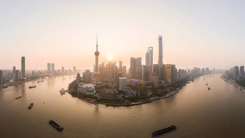Business District at sunrise