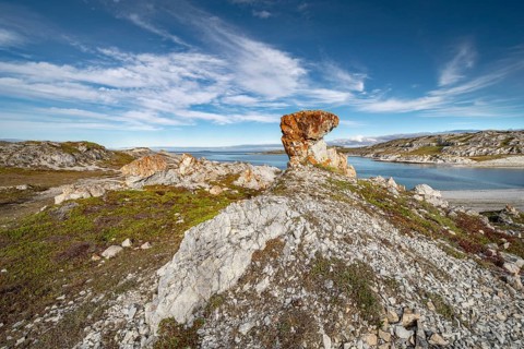 Rock formation Trollholmen on the North Cape