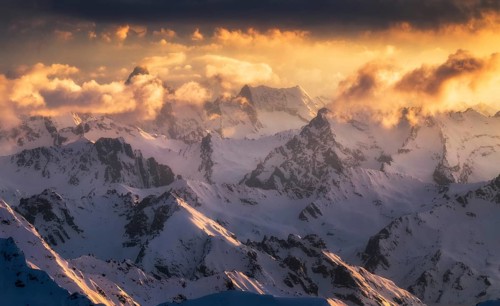 Majestc Caucasus mountains looking from mt.Elbrus. Caucasus mountains region