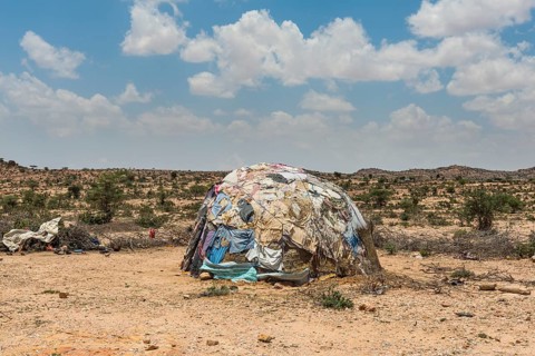 Traditional somali house in the desert of Somaliland