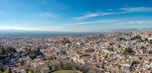 View from the Alhambra to the city and the Albayzin district