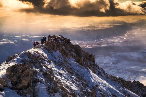 Mountaineers in Sayan mountains. Bordor of Russia and Mongolia. Khuvsgul province