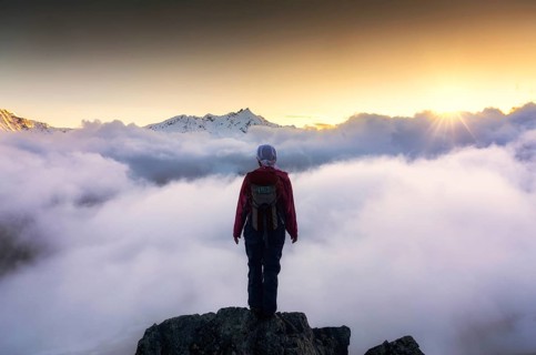Standing above the clouds. Caucasus mountains