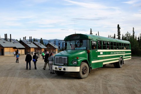 Green Shuttle Bus in Denali National Park