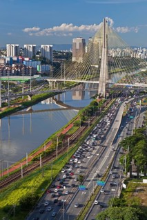 Octavio Frias de Oliveira Bridge over the Pinheiros river in Morumbi district