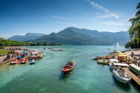 Boats on the lake of Annecy