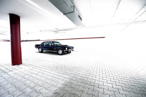 Oldtimer in bright underground car park