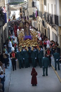 Police officers of the Fraternity carrying the image of the Virgin Mary