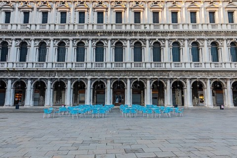 Closed Cafe Florian at Piazza San Marco due to Corona pandemic