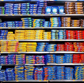 Full shelves at Walmart