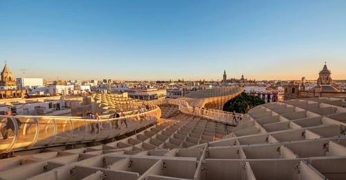 View over Sevilla at evening light