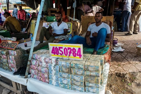 Money changer in the market of Hargeisa