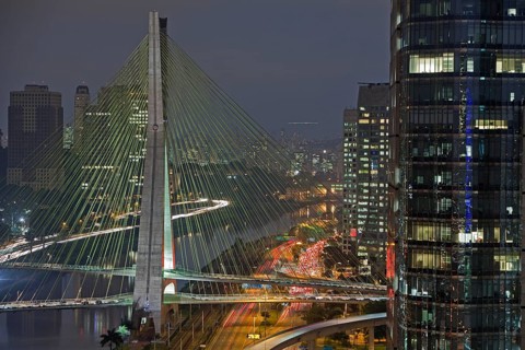 Octavio Frias de Oliveira Bridge over the Pinheiros river in Morumbi district