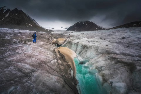 Exploring Potanin glacier in Altai 5 bogd mountains. Bayan-Ulgii province. Mongolia