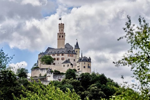 Castle Marksburg over Rhine Valley near Braubach