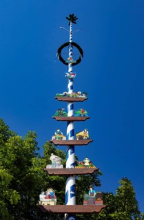 Maypole with woodcarving