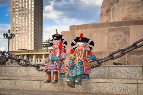 Girl in costume at Sukhbaatar Square