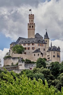 Castle Marksburg over Rhine Valley near Braubach