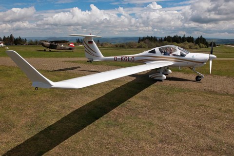 Motor glider taxiing to take off