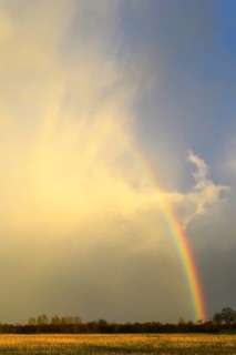 Rainbow on a cloudy sky