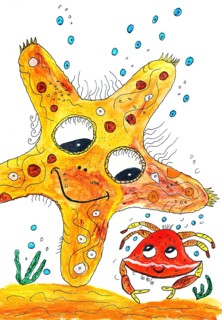 Starfish and crab