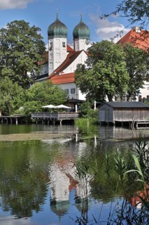 Monastery complex on an island in a lake