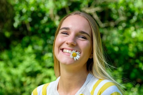 Portrait young blonde woman
