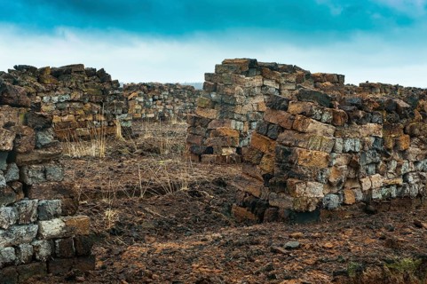 Piled up peat sods in a bog
