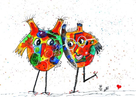 Two colourful birds