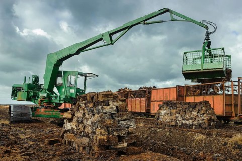 Piled up peat sods in the bog
