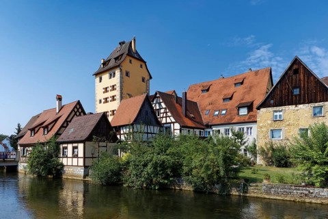 River Pegnitz with half-timbered houses