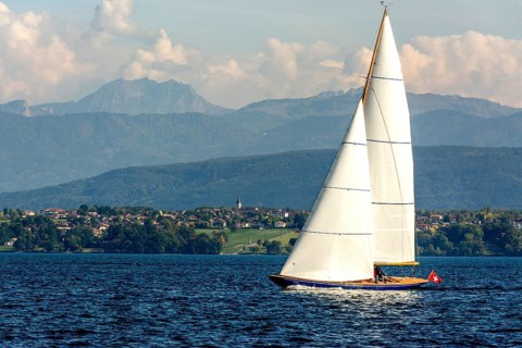 Boat on lake Geneva near Nyon