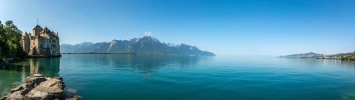 Castle Chillon at Montreux on lake Leman