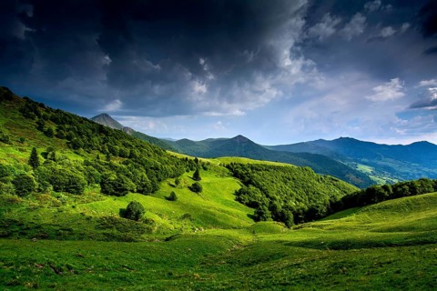 View on mountains Puy Griou and Monts du Cantal