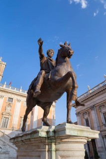 Bronze equestrian statue of Marcus Aurelius on Campidoglio square