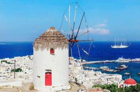 Boni's Windmill overlloking Mykonos Town