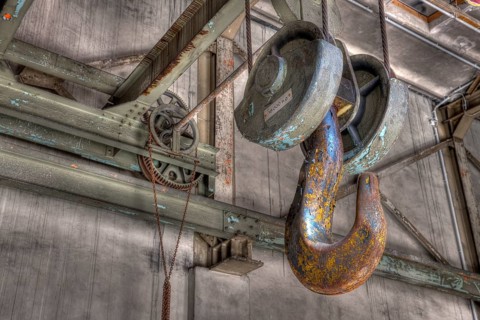 Rusty hook on a crane