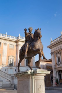 Bronze equestrian statue of Marcus Aurelius on Campidoglio square