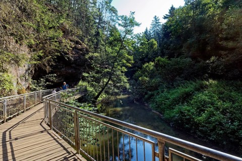 Hiking trail in the geotope and nature reserve Schwarzachklamm near Gsteinach