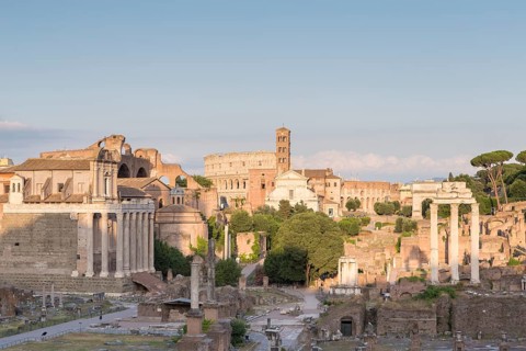 View of the imperial forum before sunset