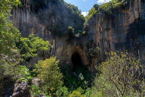 Rock face with cave