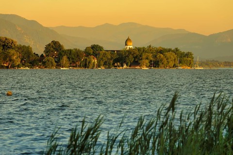 View to Fraueninsel at sunset