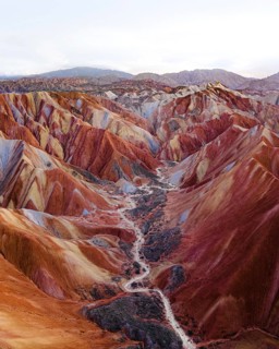 Red sandstone mountains of different minerals