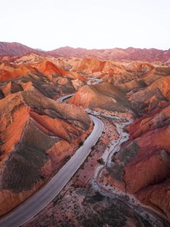 Red sandstone mountains of different minerals