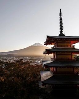 Chureito pagoda at sunset