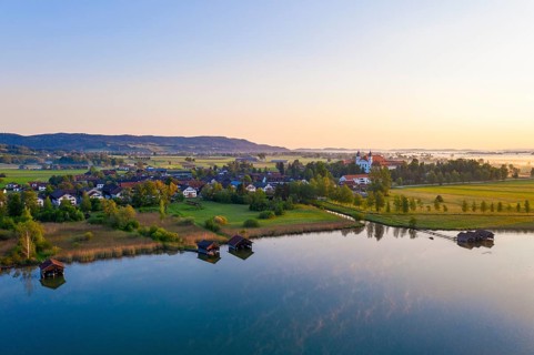 Lake Kochel and Schlehdorf in the morning light